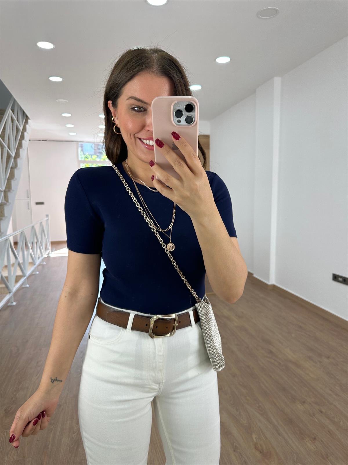 Dilvin Crop Tişört-Lacivert