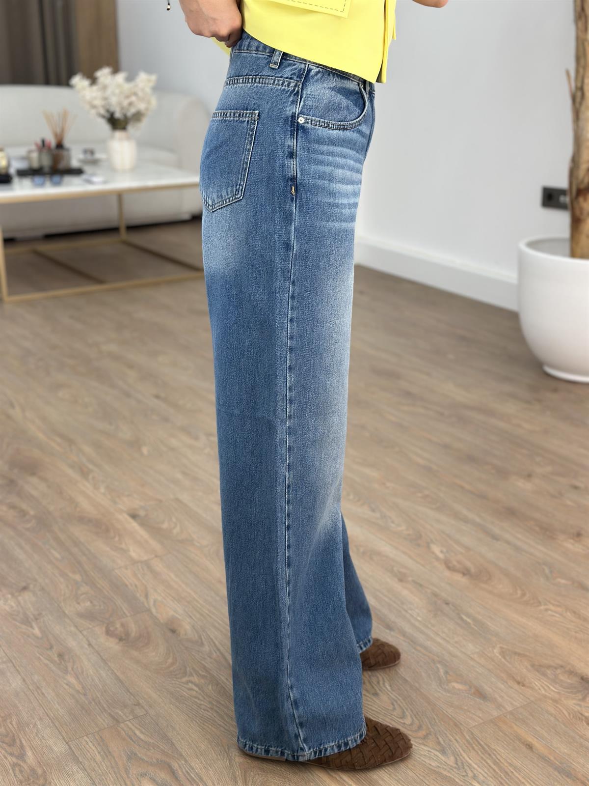 Dilvin Dökümlü Kumaş Geniş Pantolon 