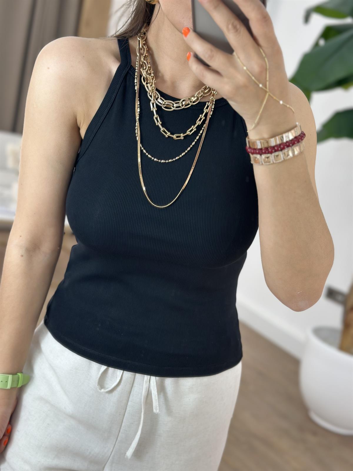 Dilvin Halter Yaka Fitili Atlet - Siyah