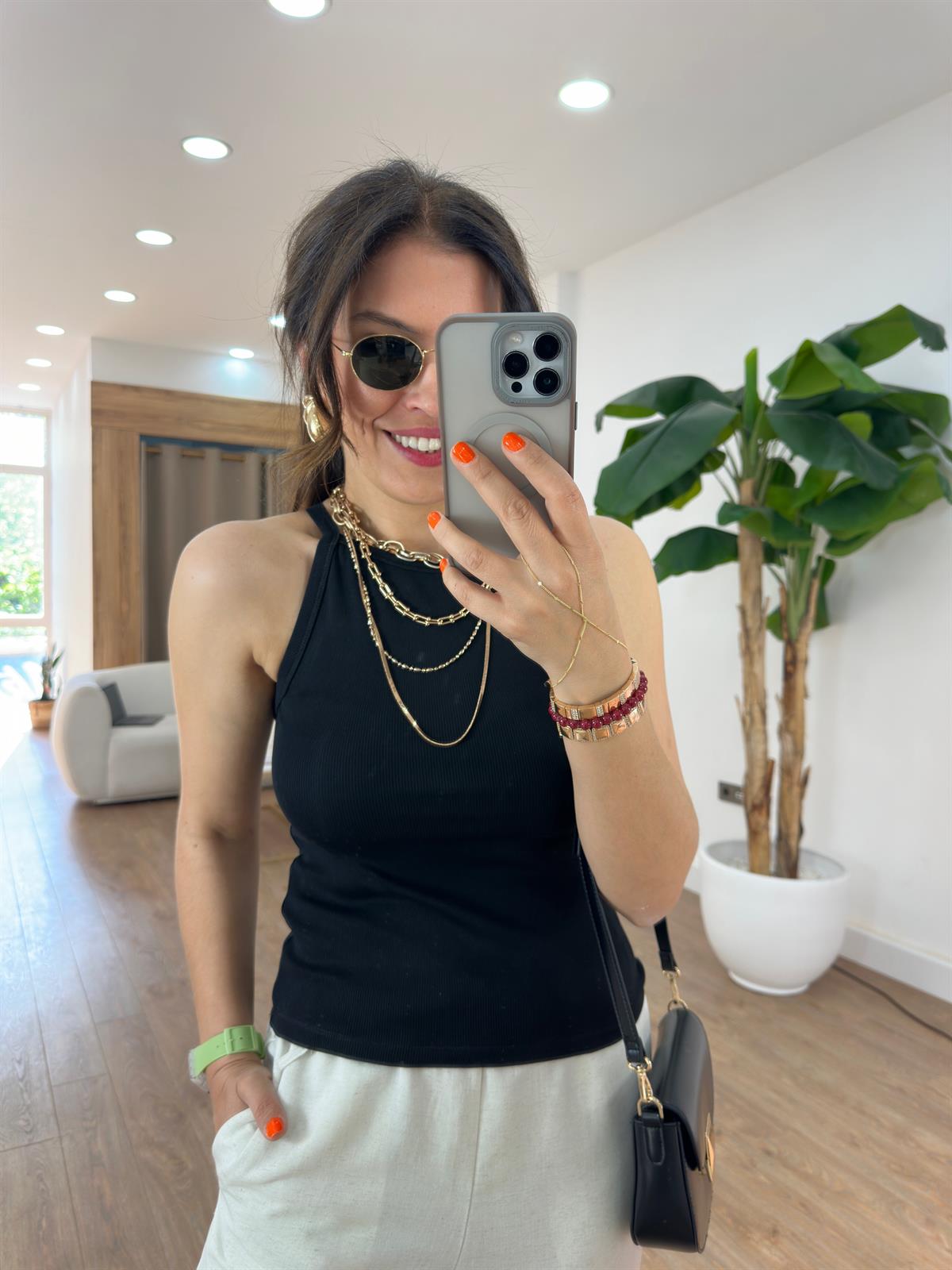 Dilvin Halter Yaka Fitili Atlet - Siyah