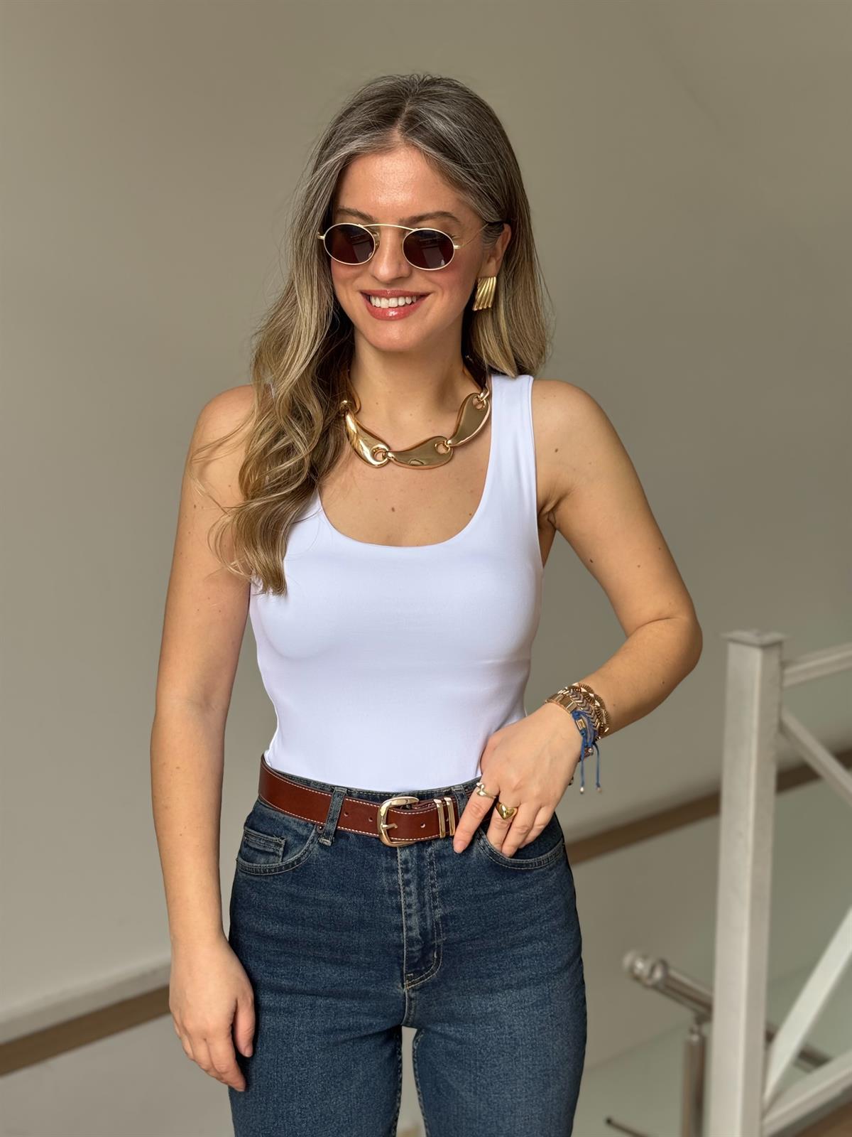 Dilvin Kalın Askılı Atlet - Beyaz