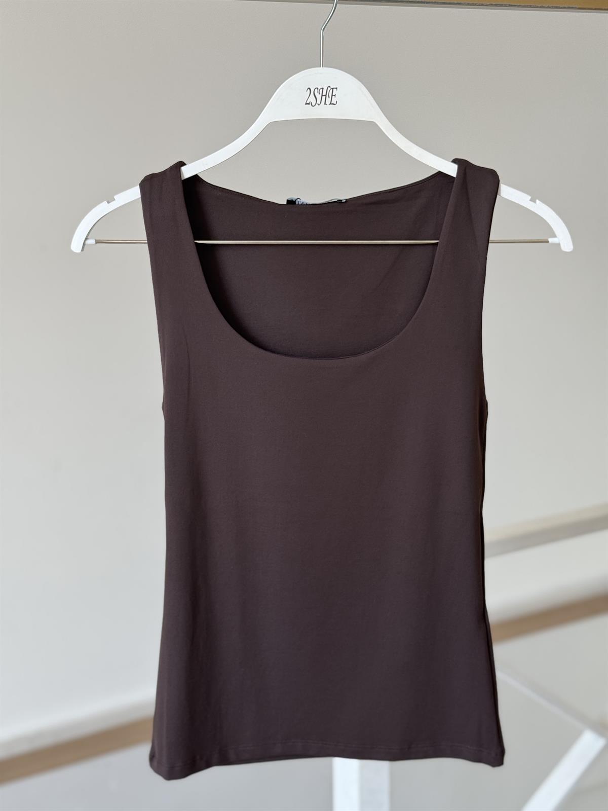 Dilvin Kalın Askılı Atlet - Kahverengi