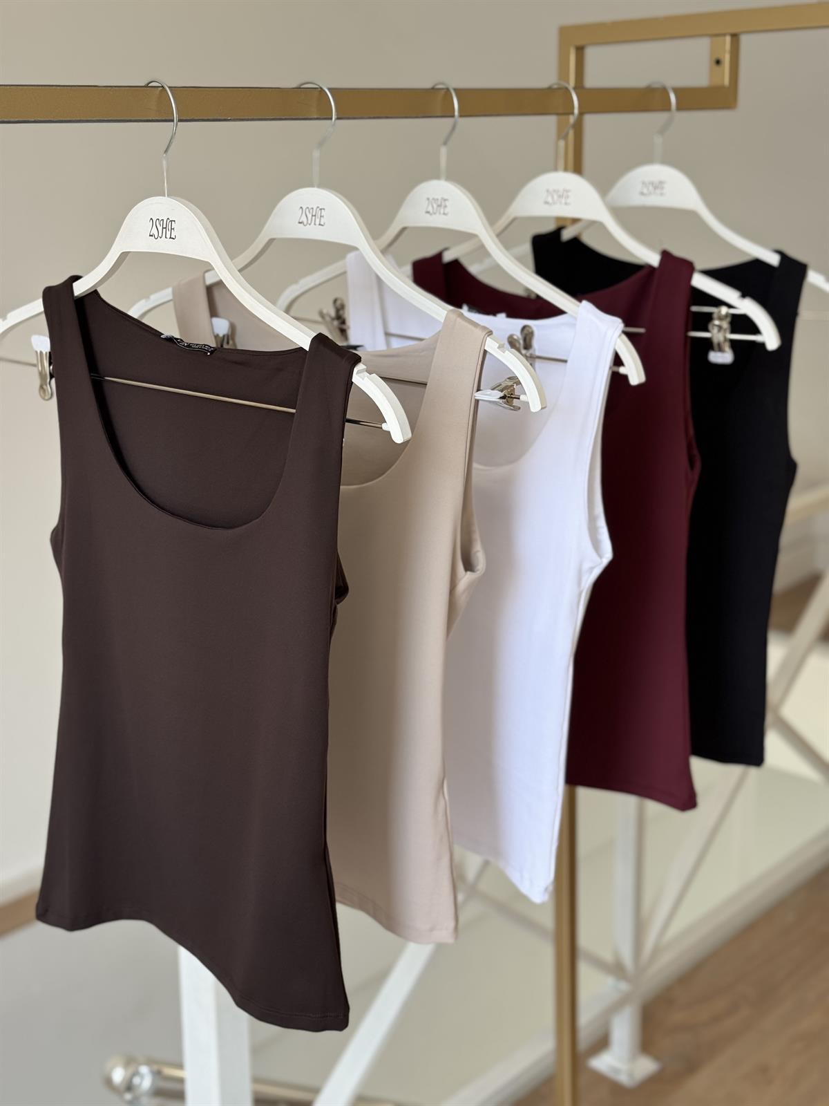 Dilvin Kalın Askılı Atlet - Kahverengi