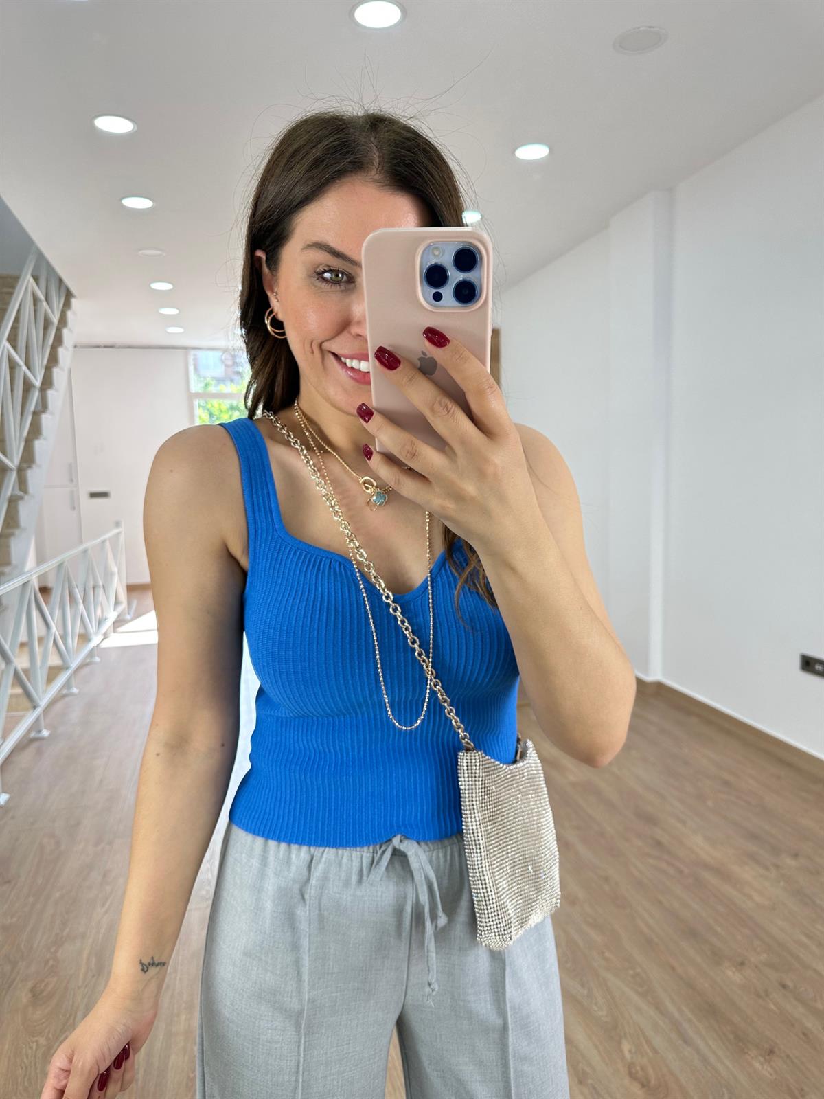 Dilvin Kare Yaka Bluz-Saks