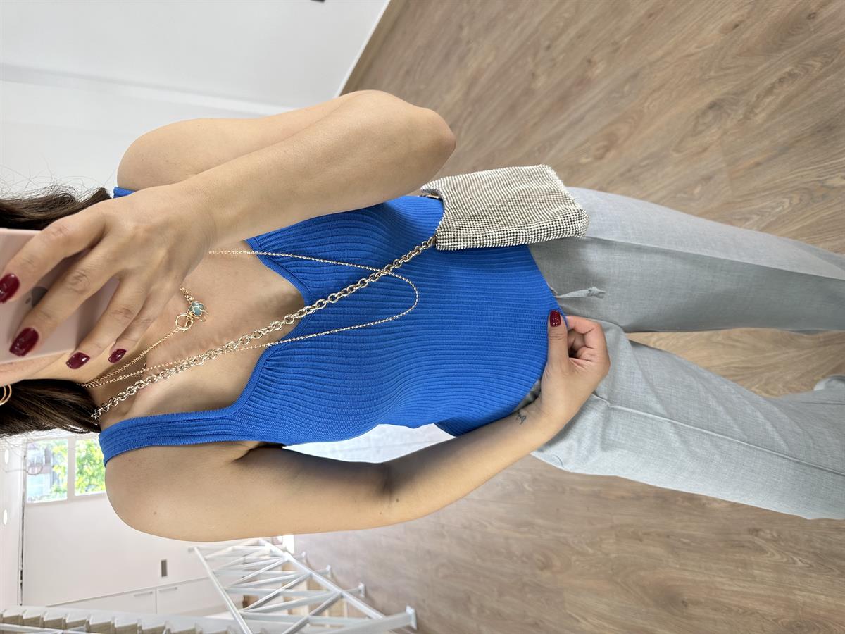 Dilvin Kare Yaka Bluz-Saks