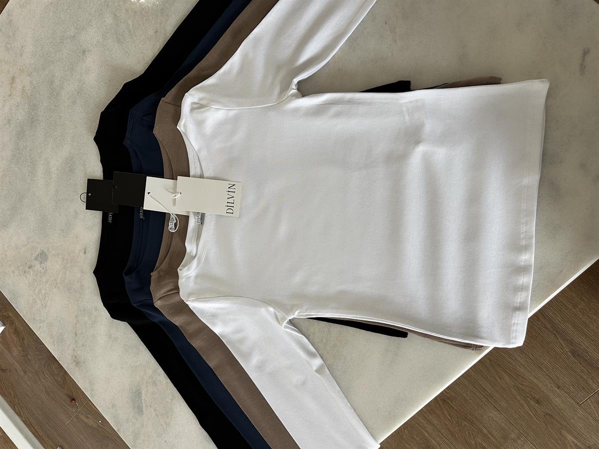 Dilvin Kayık Yaka Uzun Kol Basic - Siyah