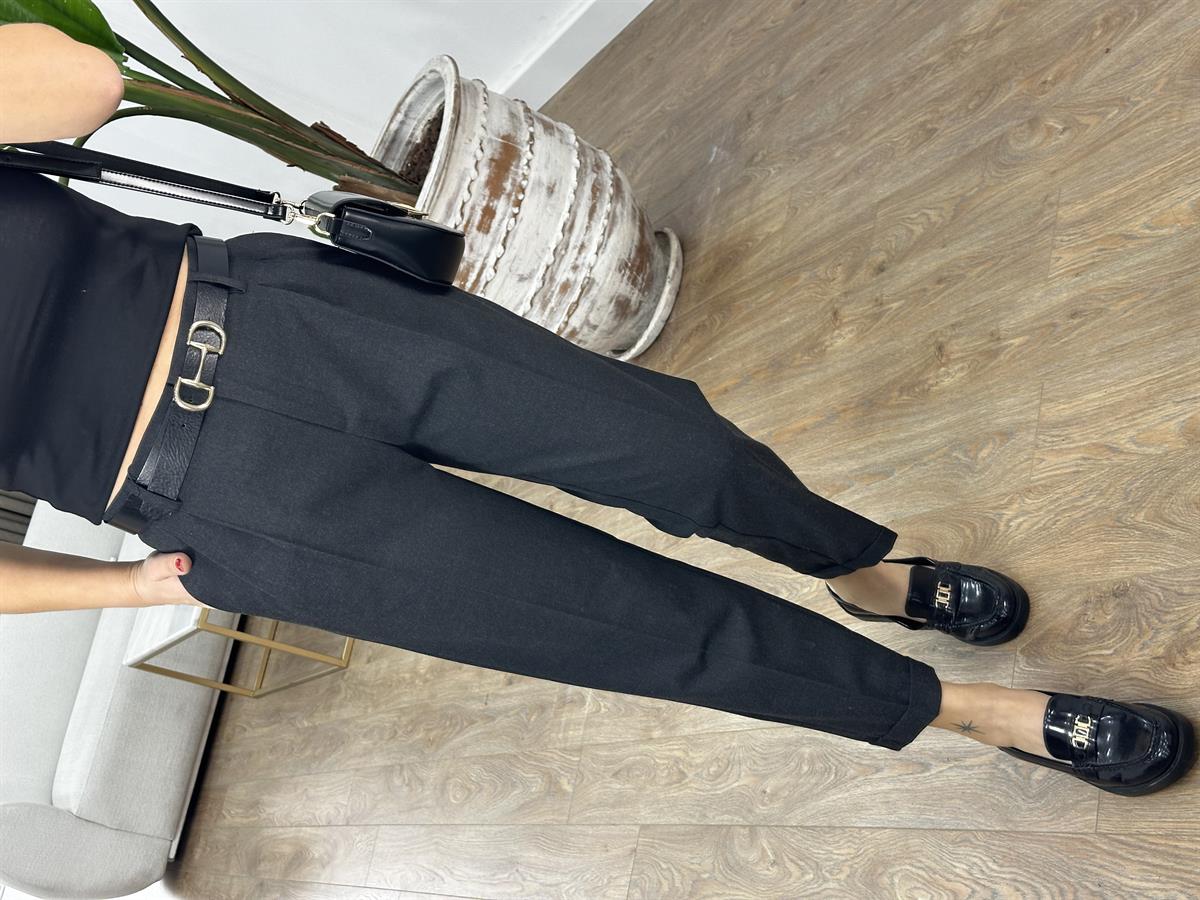 Dilvin Kıvrık Paça Dümdüz Fit Pantolon - Antrasit