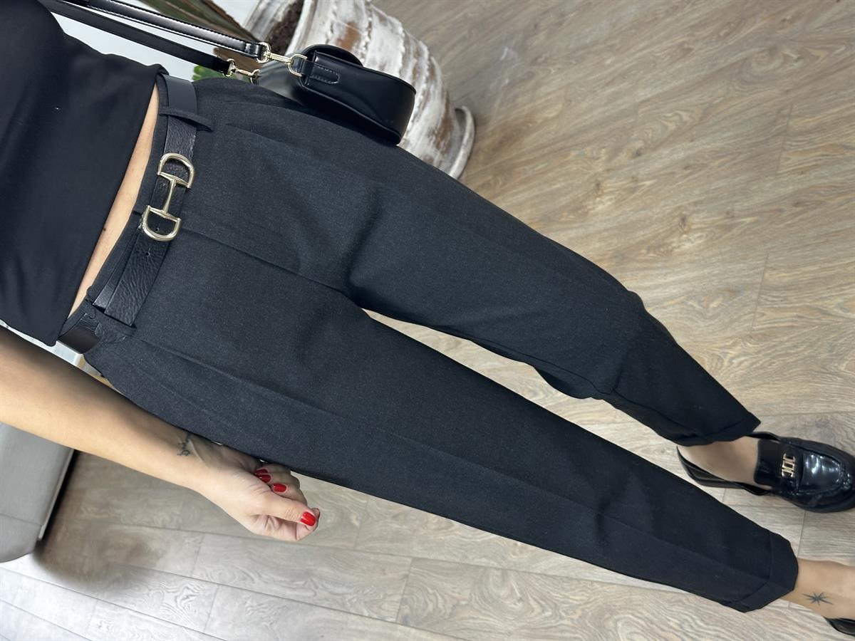 Dilvin Kıvrık Paça Dümdüz Fit Pantolon - Antrasit