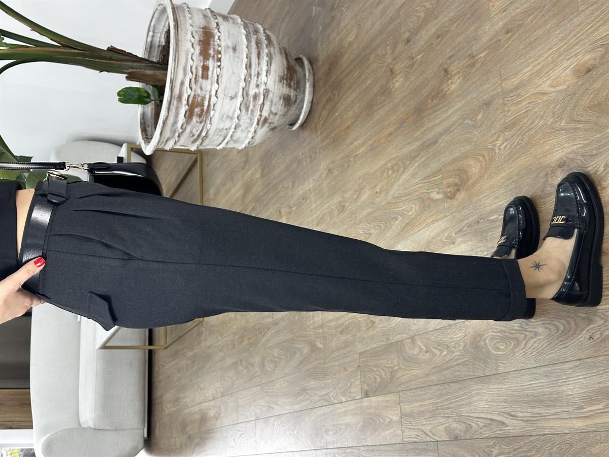 Dilvin Kıvrık Paça Dümdüz Fit Pantolon - Antrasit