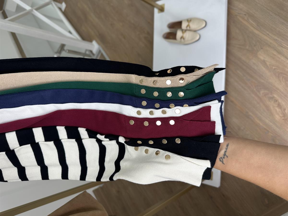 Dilvin Kol Ortası Droplu Triko-Ekru