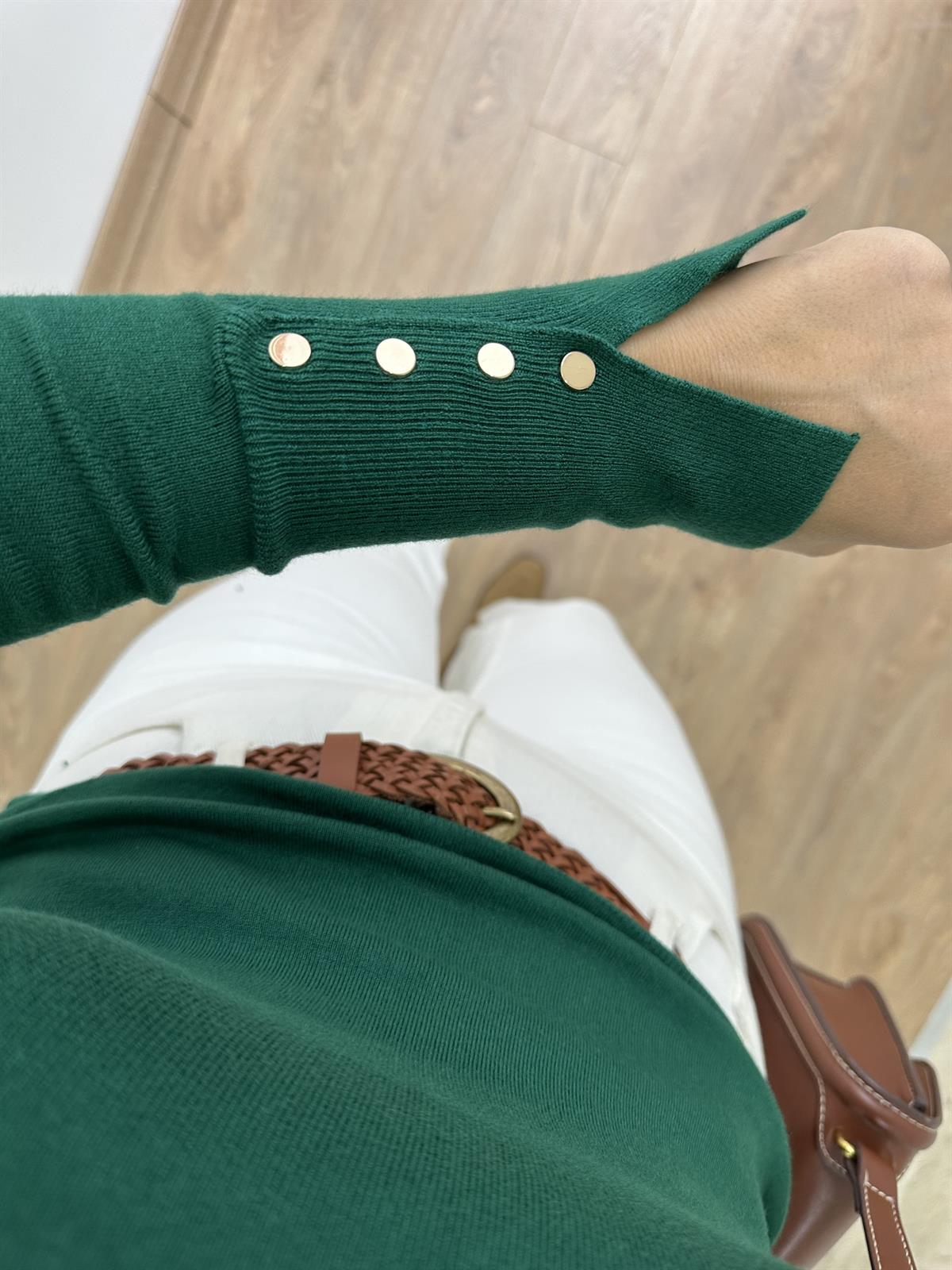 Dilvin Kol Ortası Droplu Triko-Zümrüt