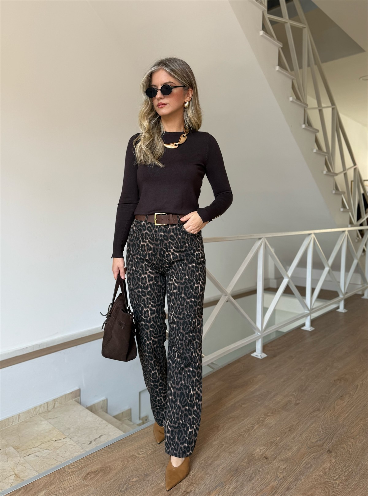 Dilvin Leopar Temalı Stright Pantolon