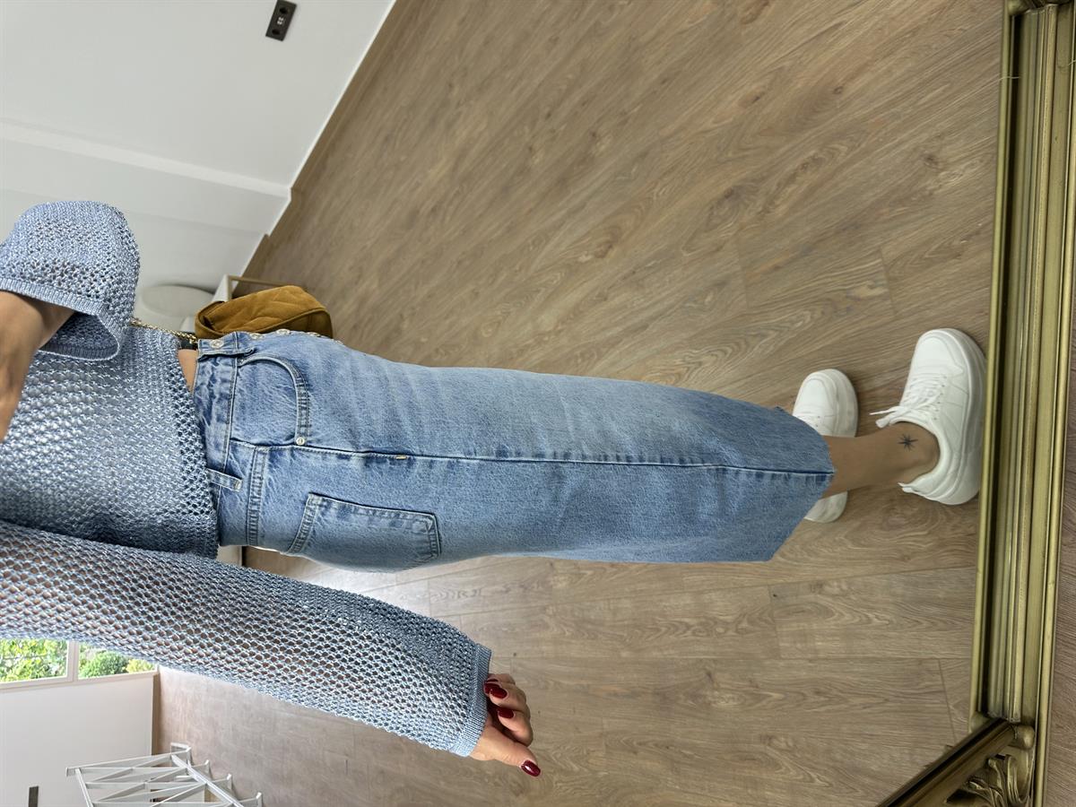 Dilvin Önden Yırtmaçlı Denim Etek