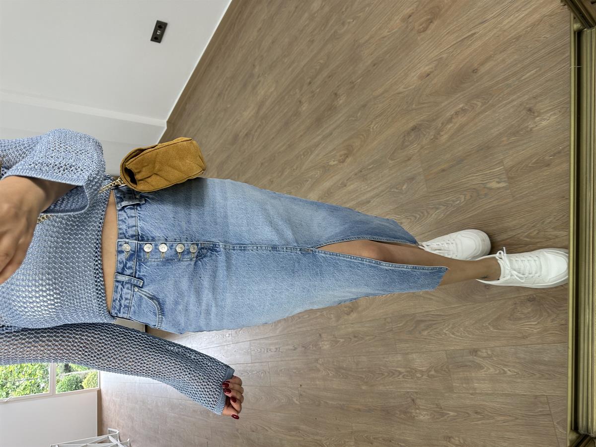 Dilvin Önden Yırtmaçlı Denim Etek