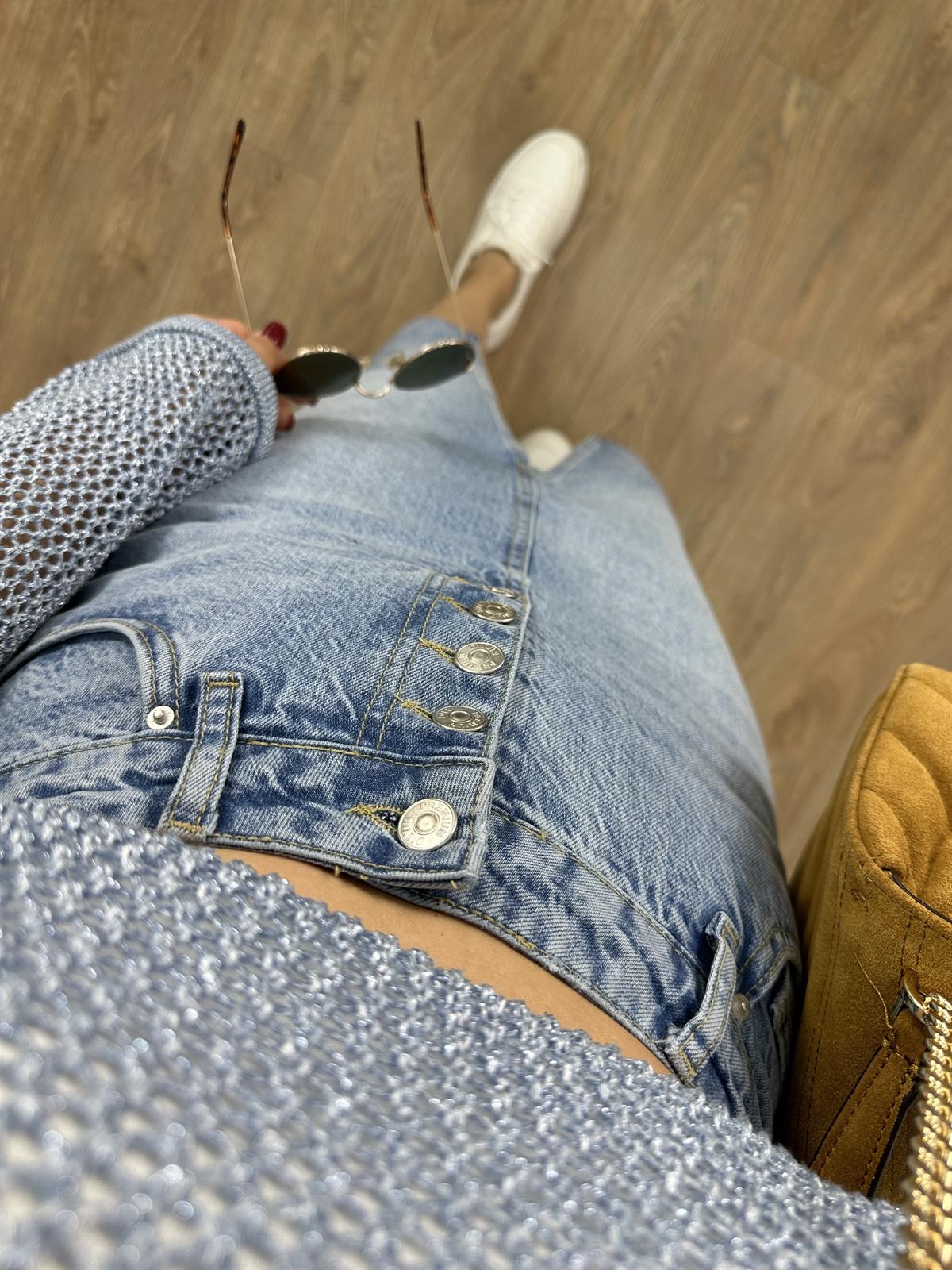 Dilvin Önden Yırtmaçlı Denim Etek