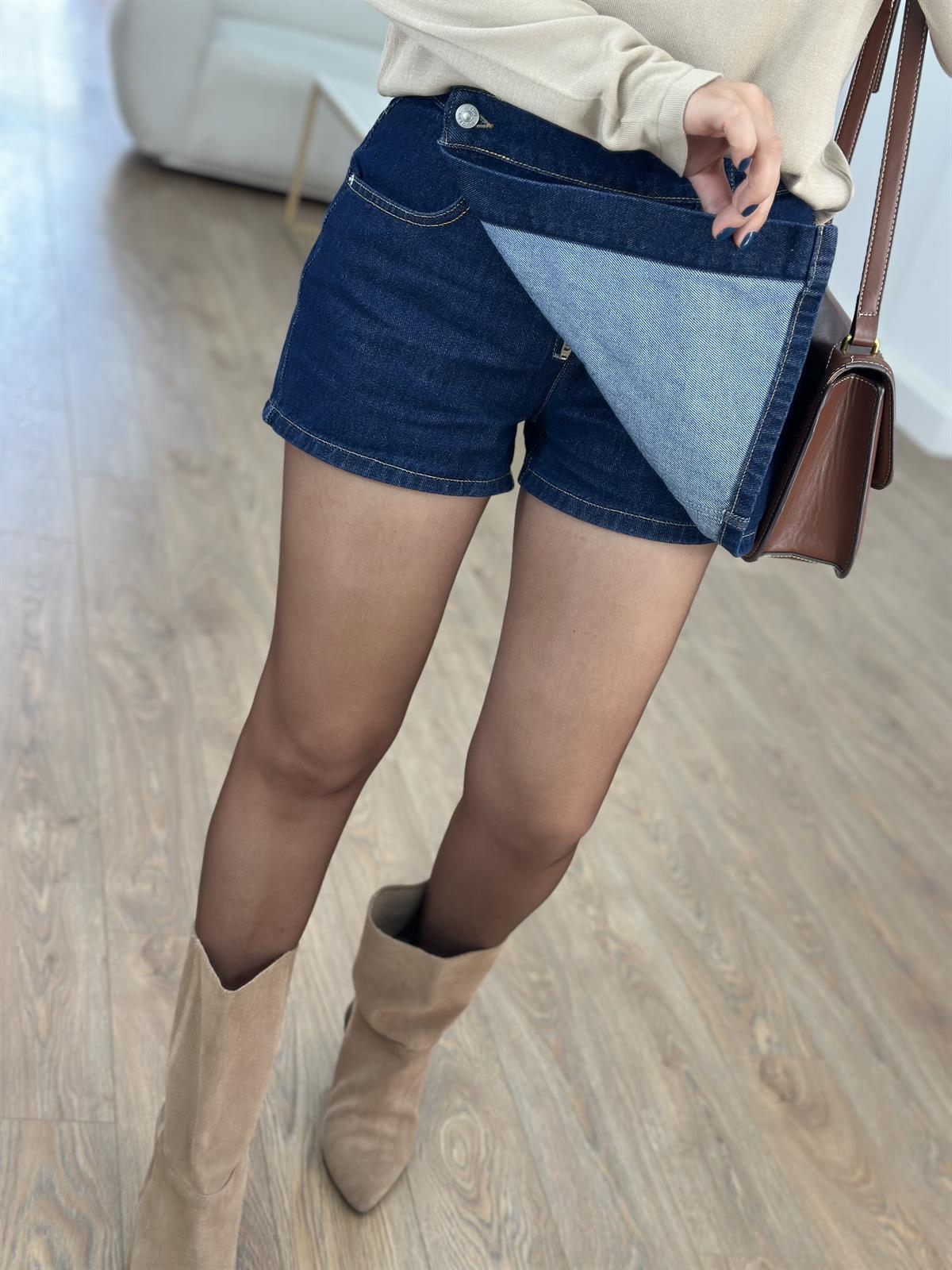 Dilvin Önü Parçalı Şort Etek 