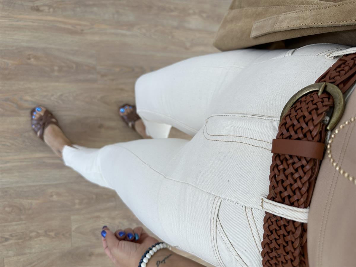 Dilvin Önü Yırtmaçlı Likralı Jean-Ekru