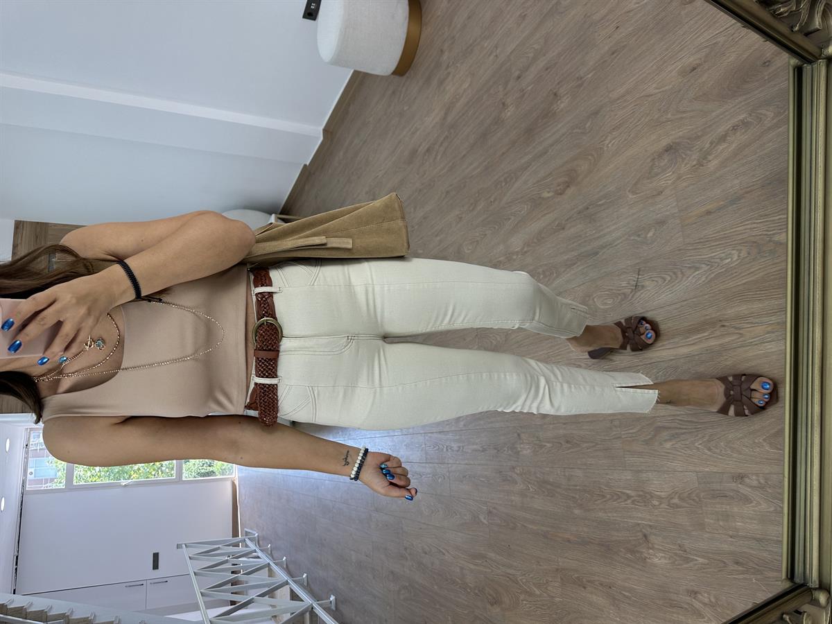 Dilvin Önü Yırtmaçlı Likralı Jean-Ekru