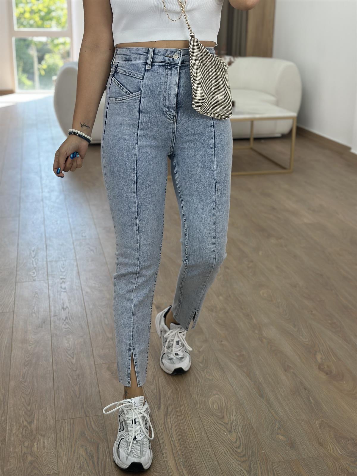 Dilvin Önü Yırtmaçlı Likralı Jean-Mavi