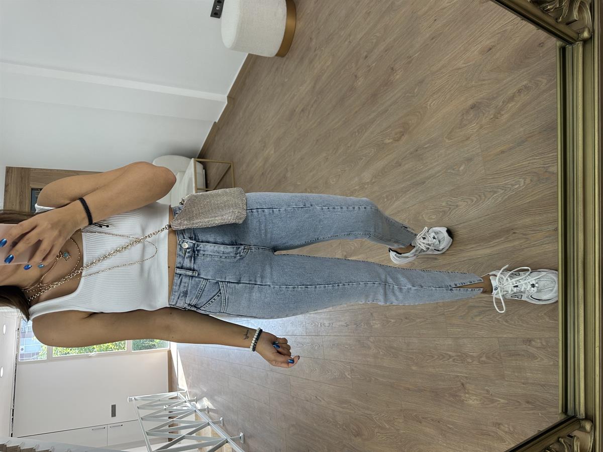 Dilvin Önü Yırtmaçlı Likralı Jean-Mavi