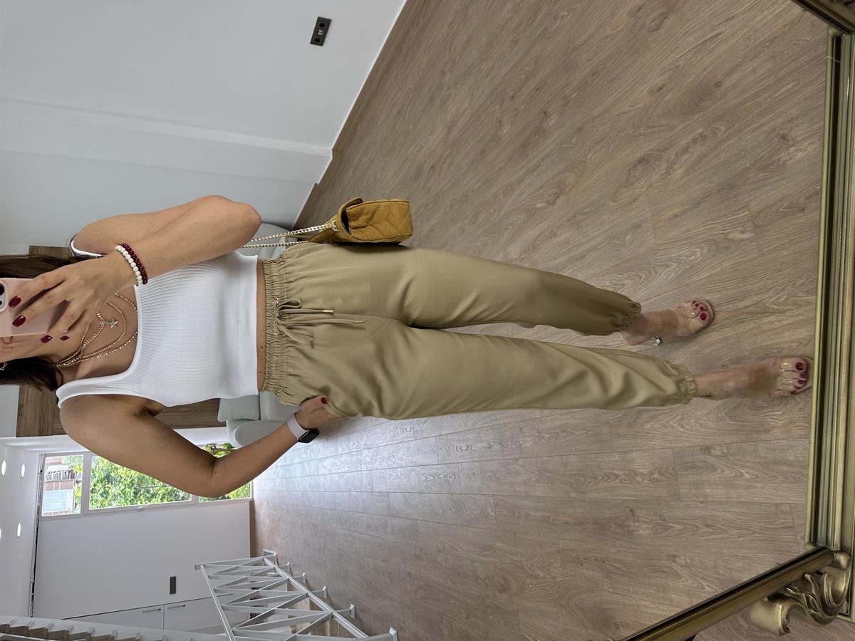 Dilvin Paça Fermuarlı Jogger Pantolon-Camel