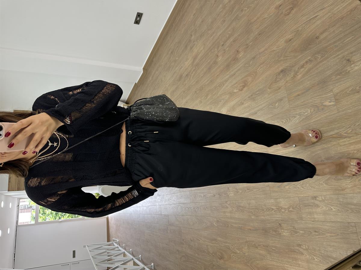 Dilvin Paça Fermuarlı Jogger Pantolon-Siyah