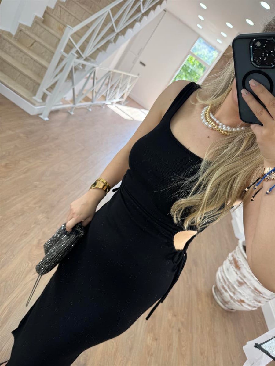 Dilvin Pencere Detaylı Uzun Elbise