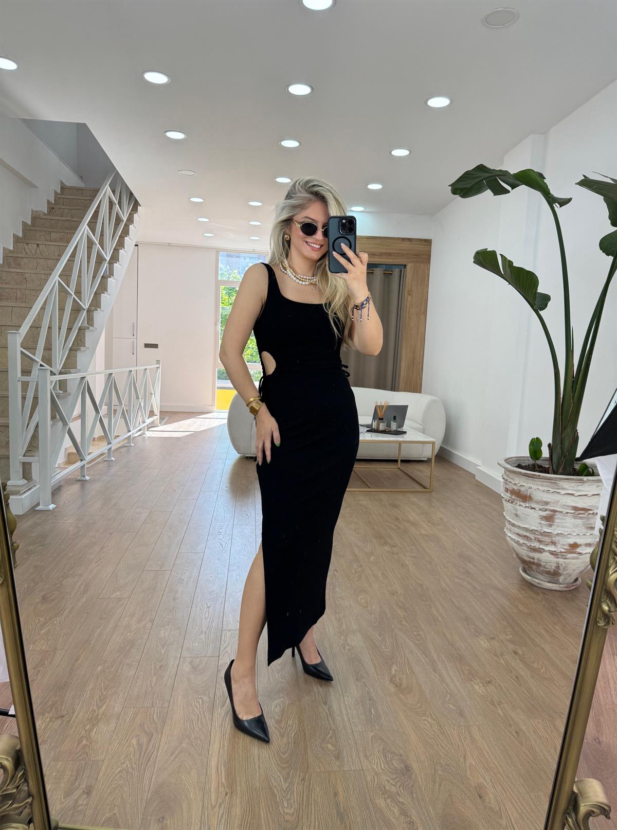 Dilvin Pencere Detaylı Uzun Elbise