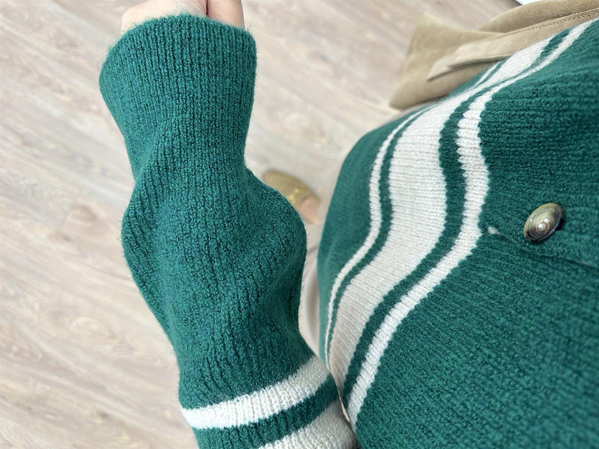 Dilvin Polo Yaka Çizgili Kazak