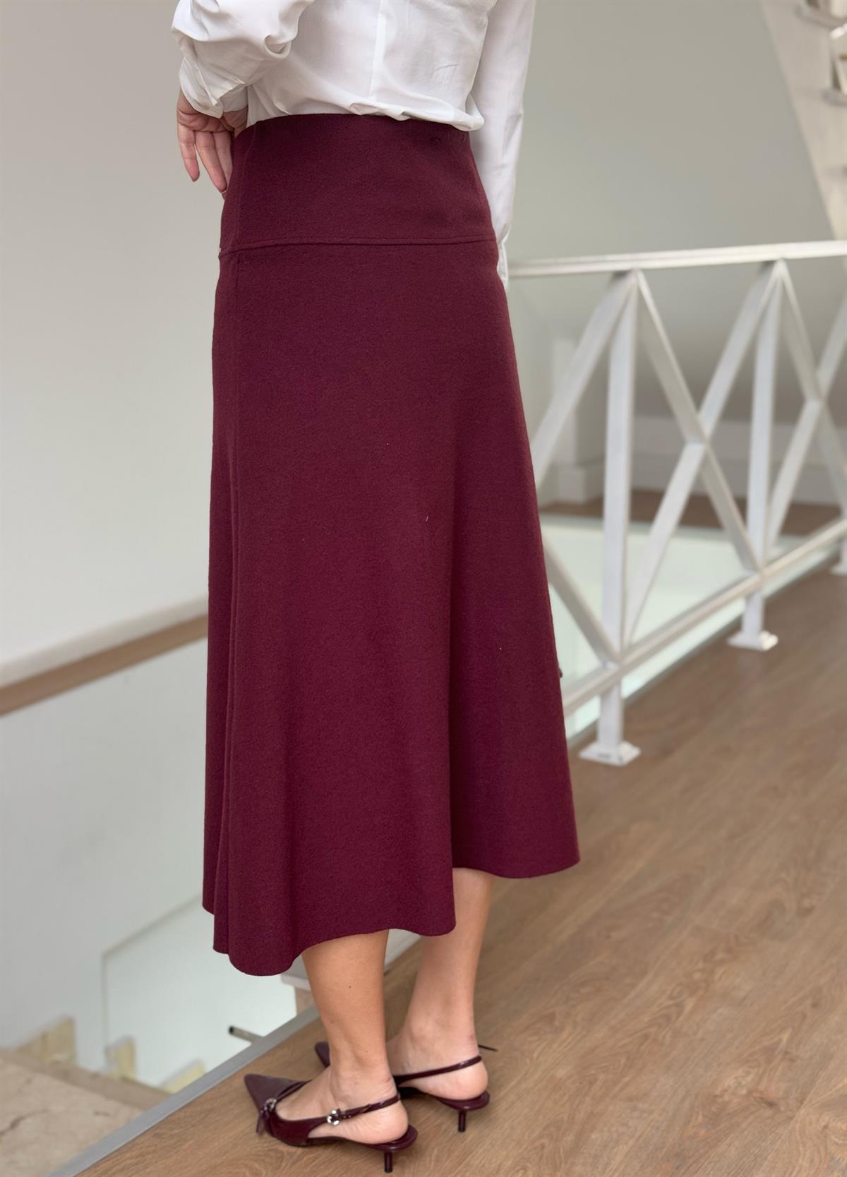 Dilvin Selanik Midi Etek - Bordo