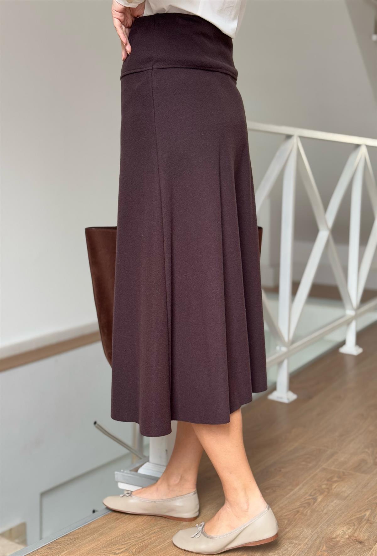 Dilvin Selanik Midi Etek - Kahve