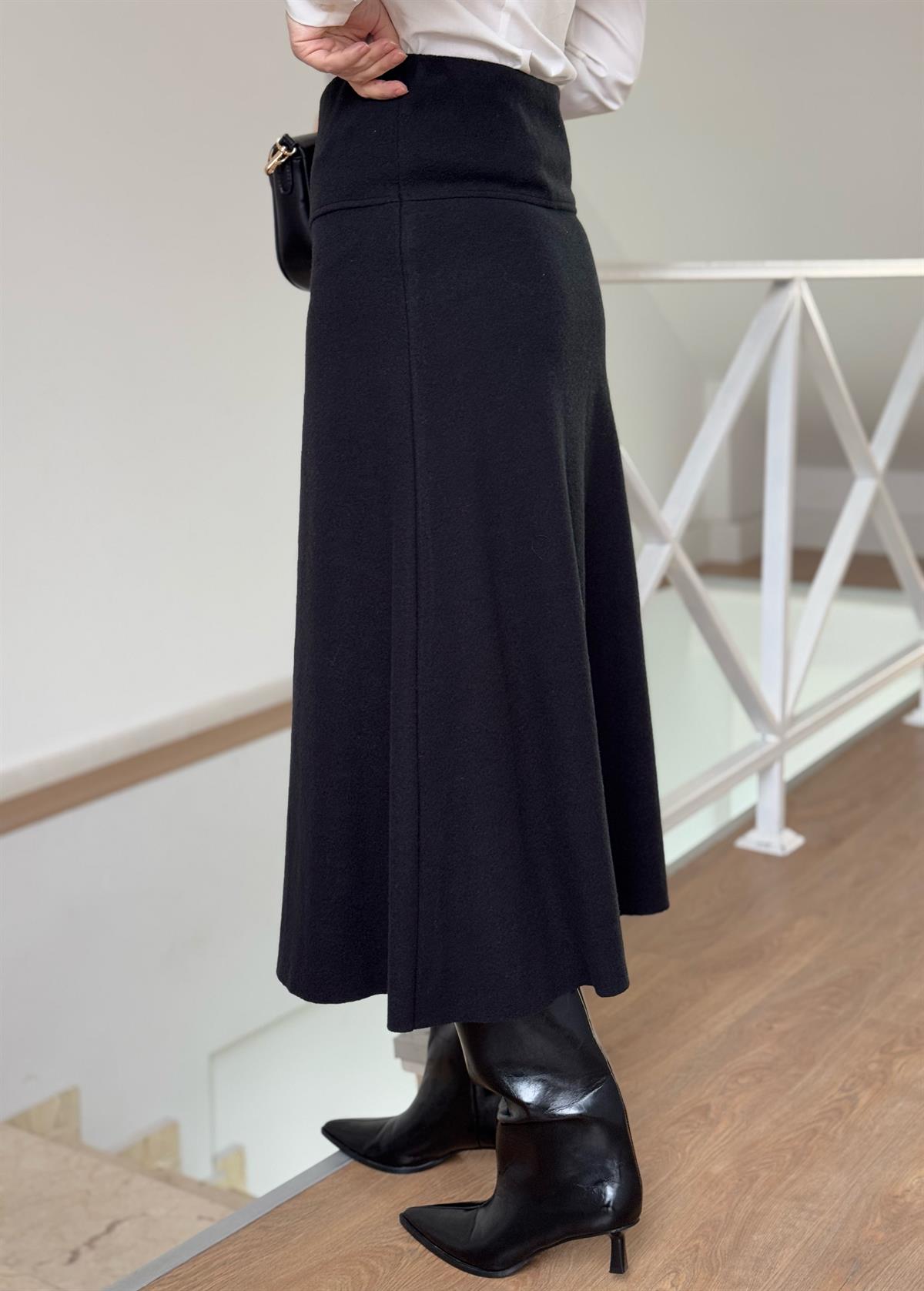 Dilvin Selanik Midi Etek - Siyah