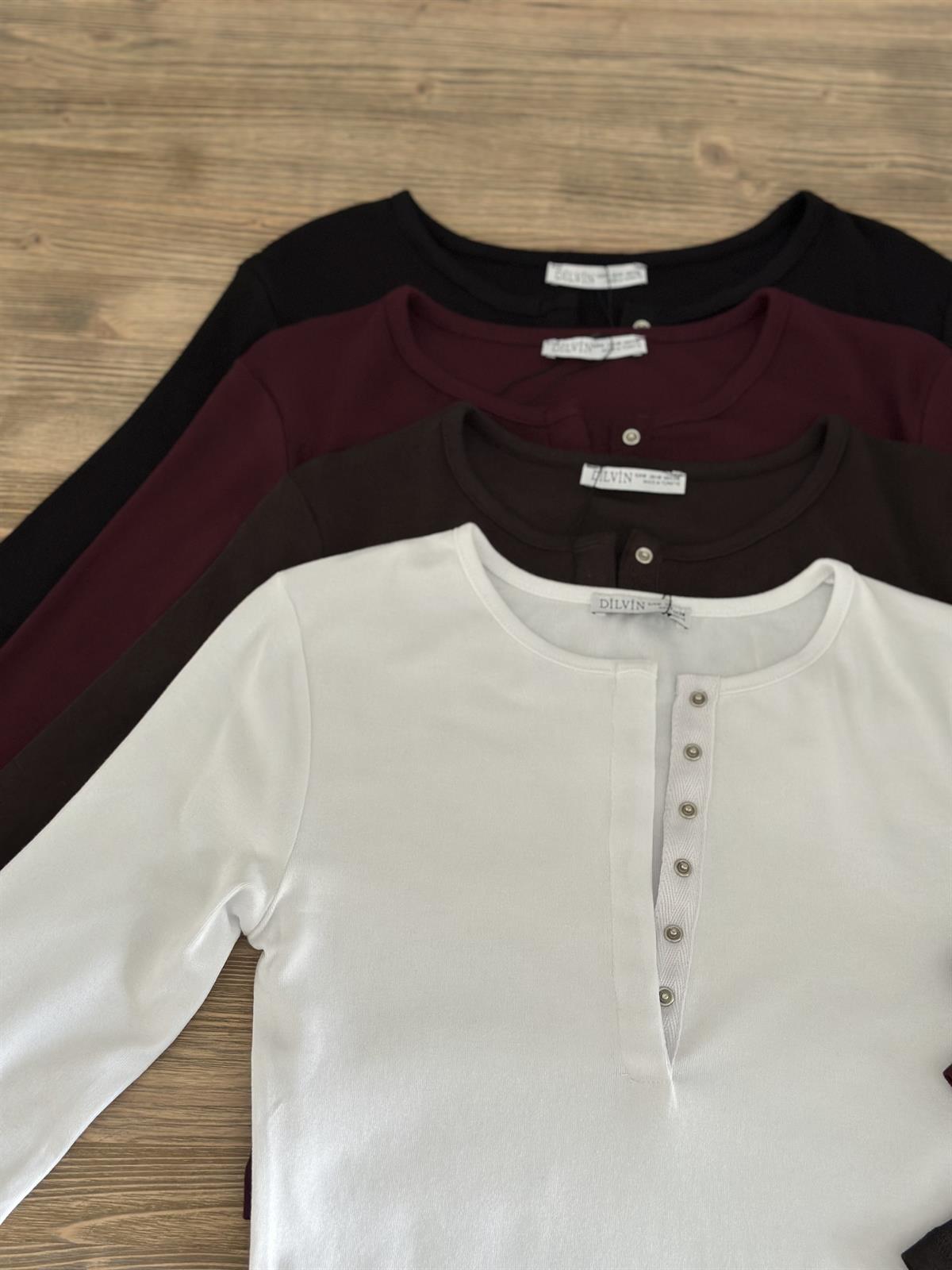 Dilvin Uzun Kollu Çıtçıt Düğmeli Top - Siyah