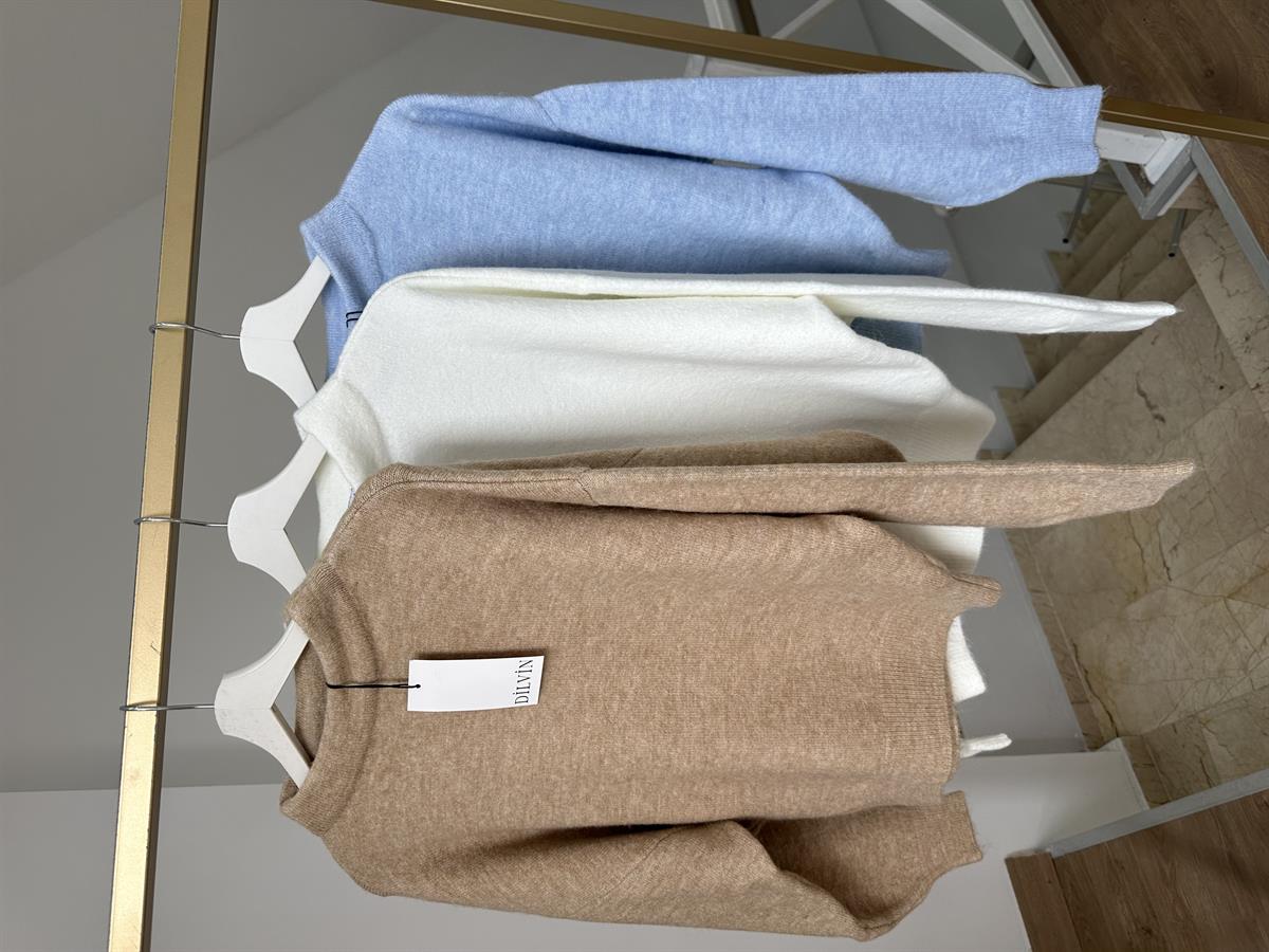 Dilvin Yarasa Kol Yumoş Kazak -Mavi