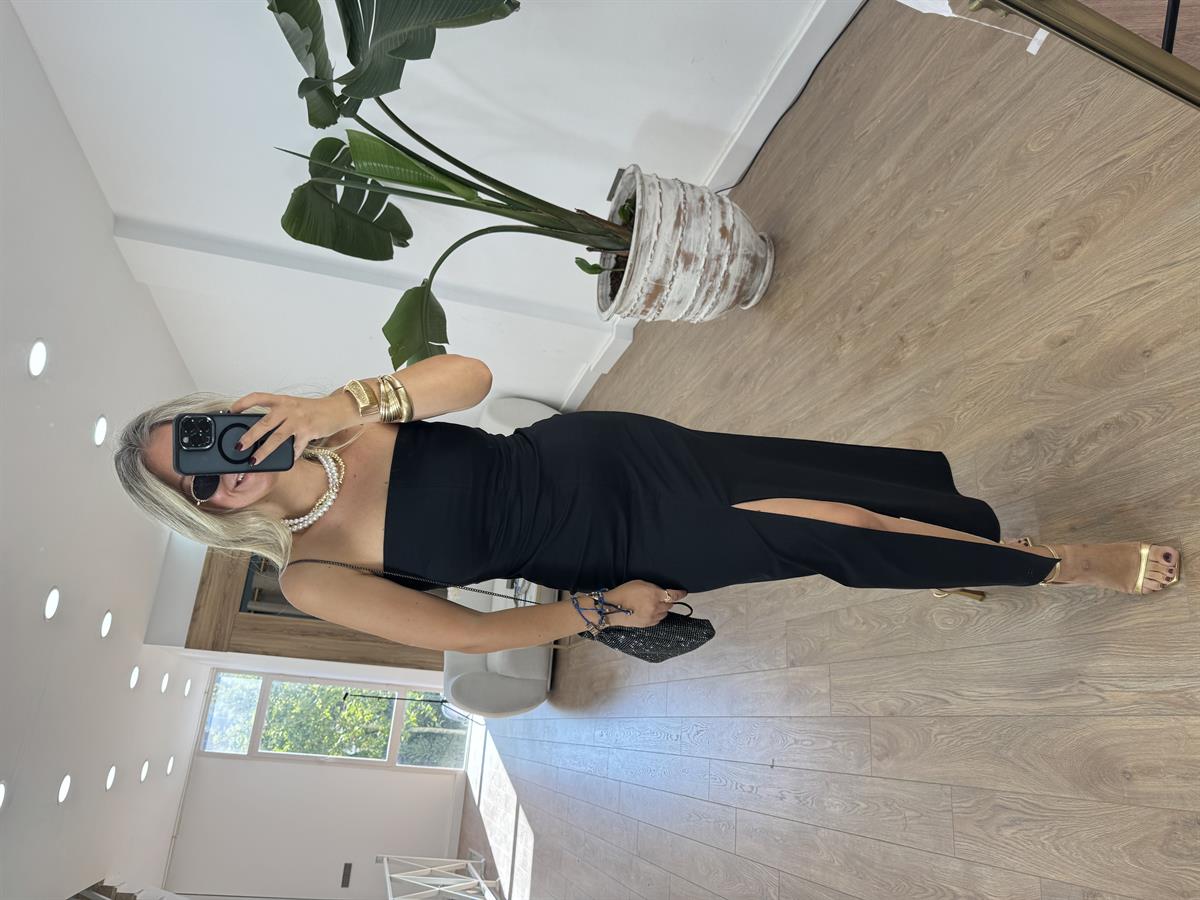 Dilvin Yırtmaç Detaylı Straplez Elbise