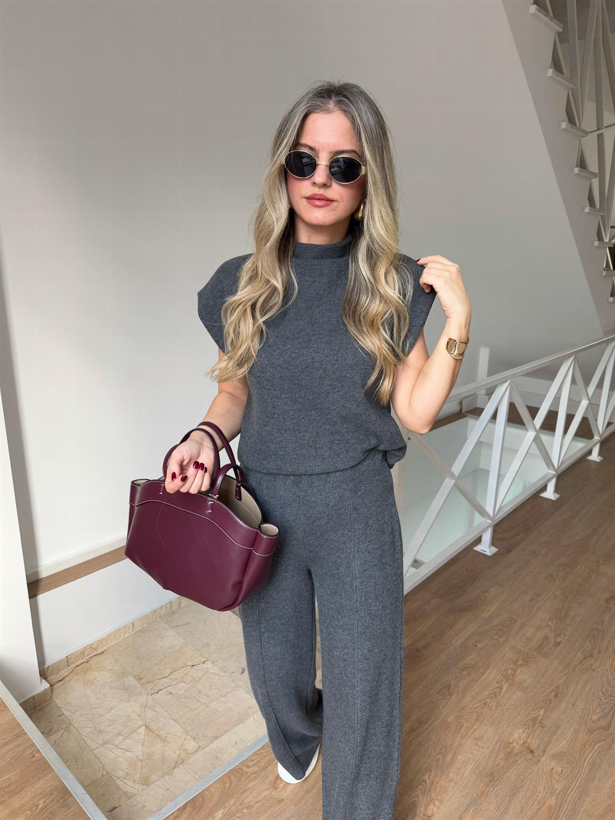 Dilvin Yumuşacık Dokulu Örme Takım - Antrasit