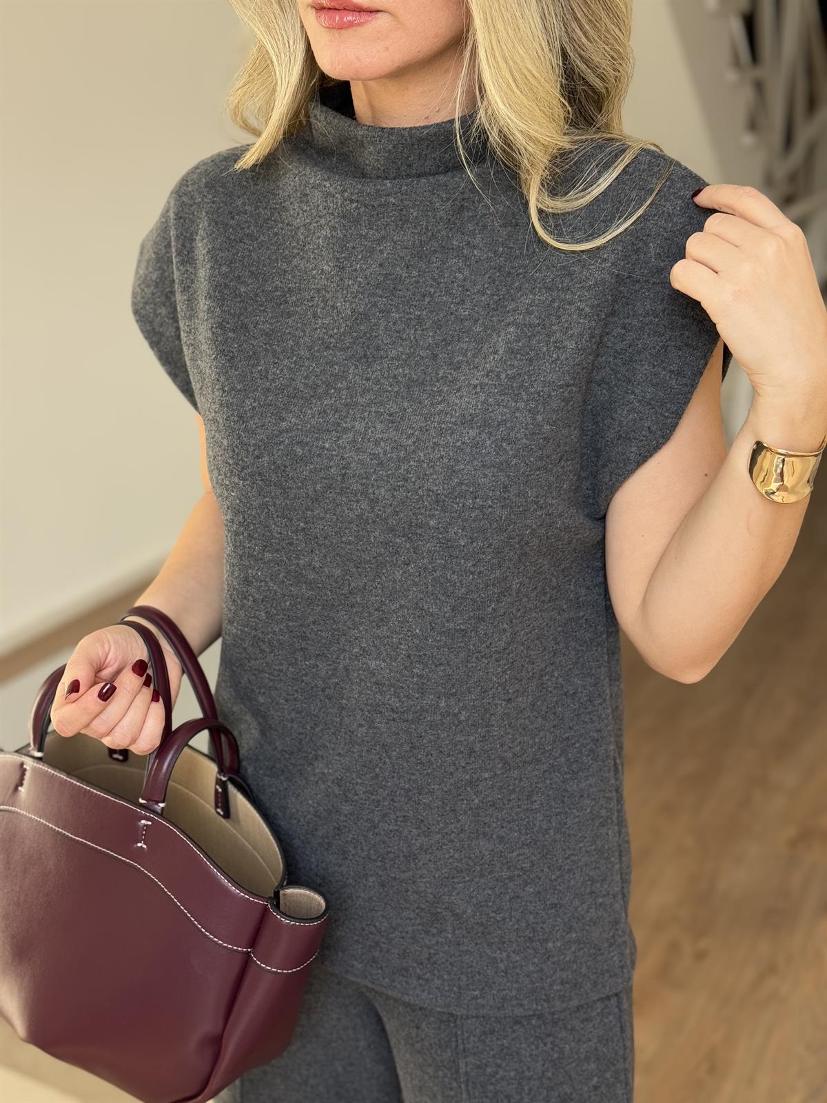 Dilvin Yumuşacık Dokulu Örme Takım - Antrasit