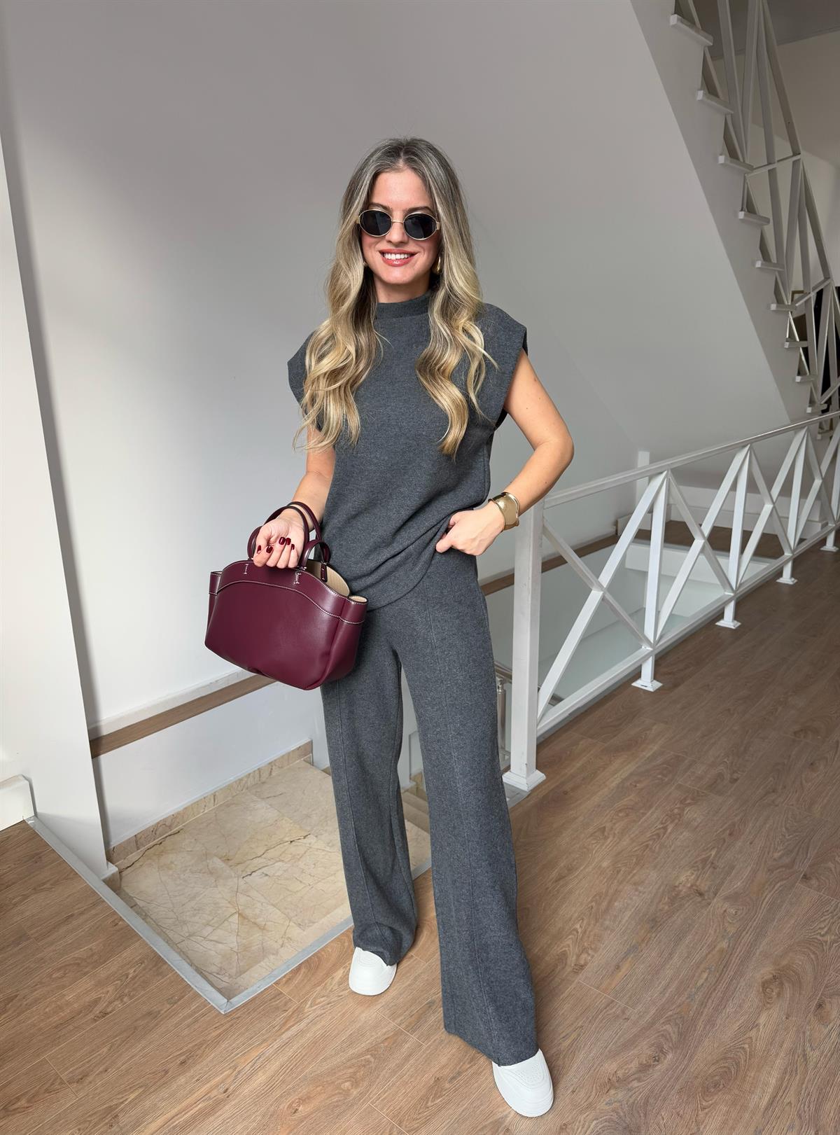 Dilvin Yumuşacık Dokulu Örme Takım - Antrasit