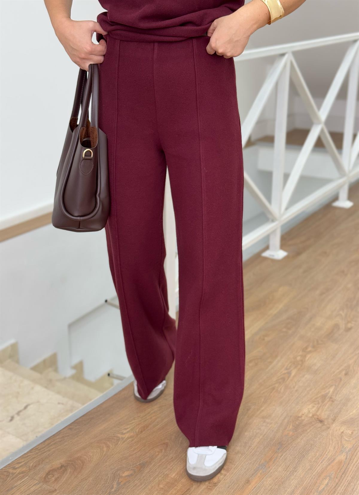 Dilvin Yumuşacık Dokulu Örme Takım - Bordo