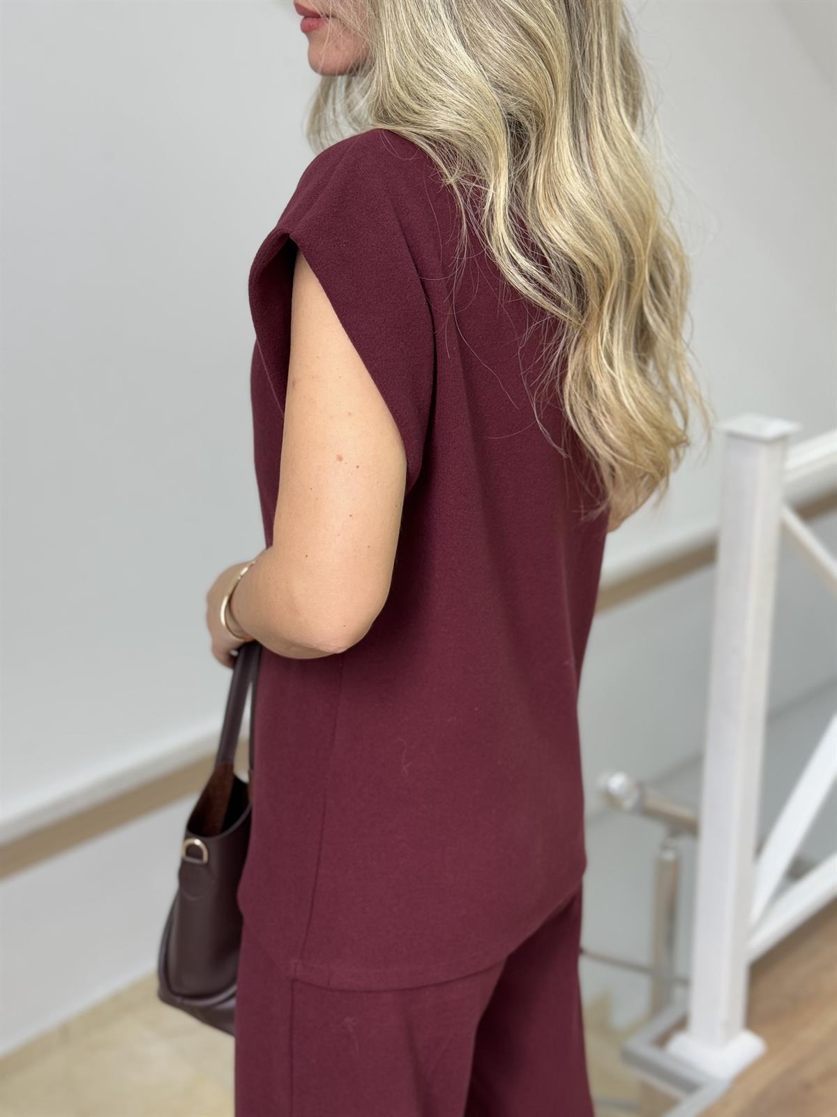 Dilvin Yumuşacık Dokulu Örme Takım - Bordo