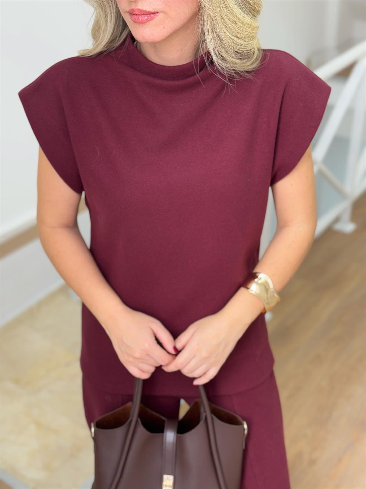 Dilvin Yumuşacık Dokulu Örme Takım - Bordo