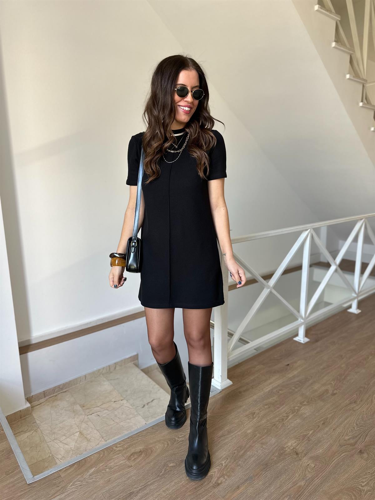 Dilvin Yumuşak Mini Elbise - Siyah