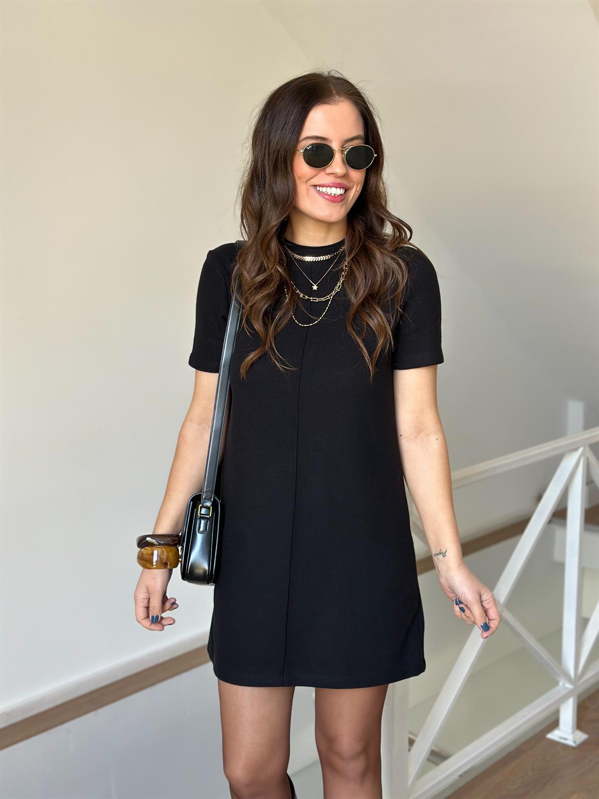 Dilvin Yumuşak Mini Elbise - Siyah