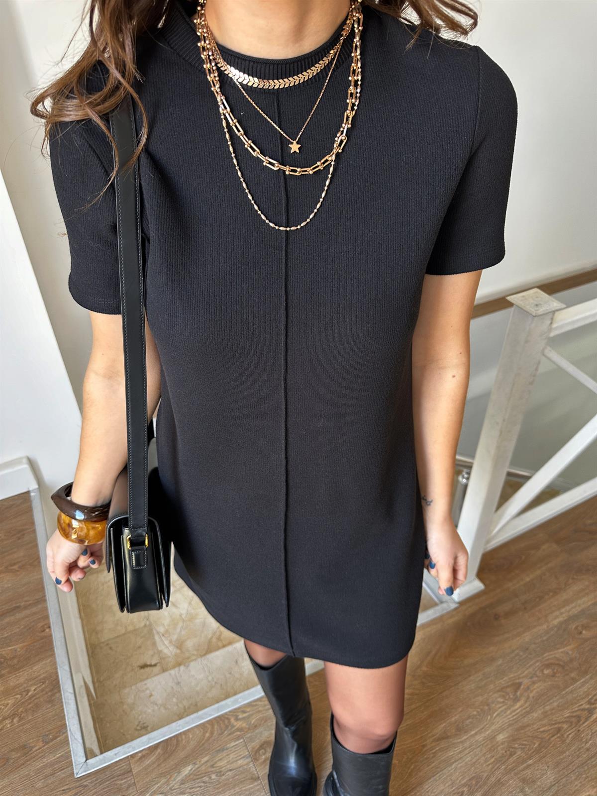 Dilvin Yumuşak Mini Elbise - Siyah