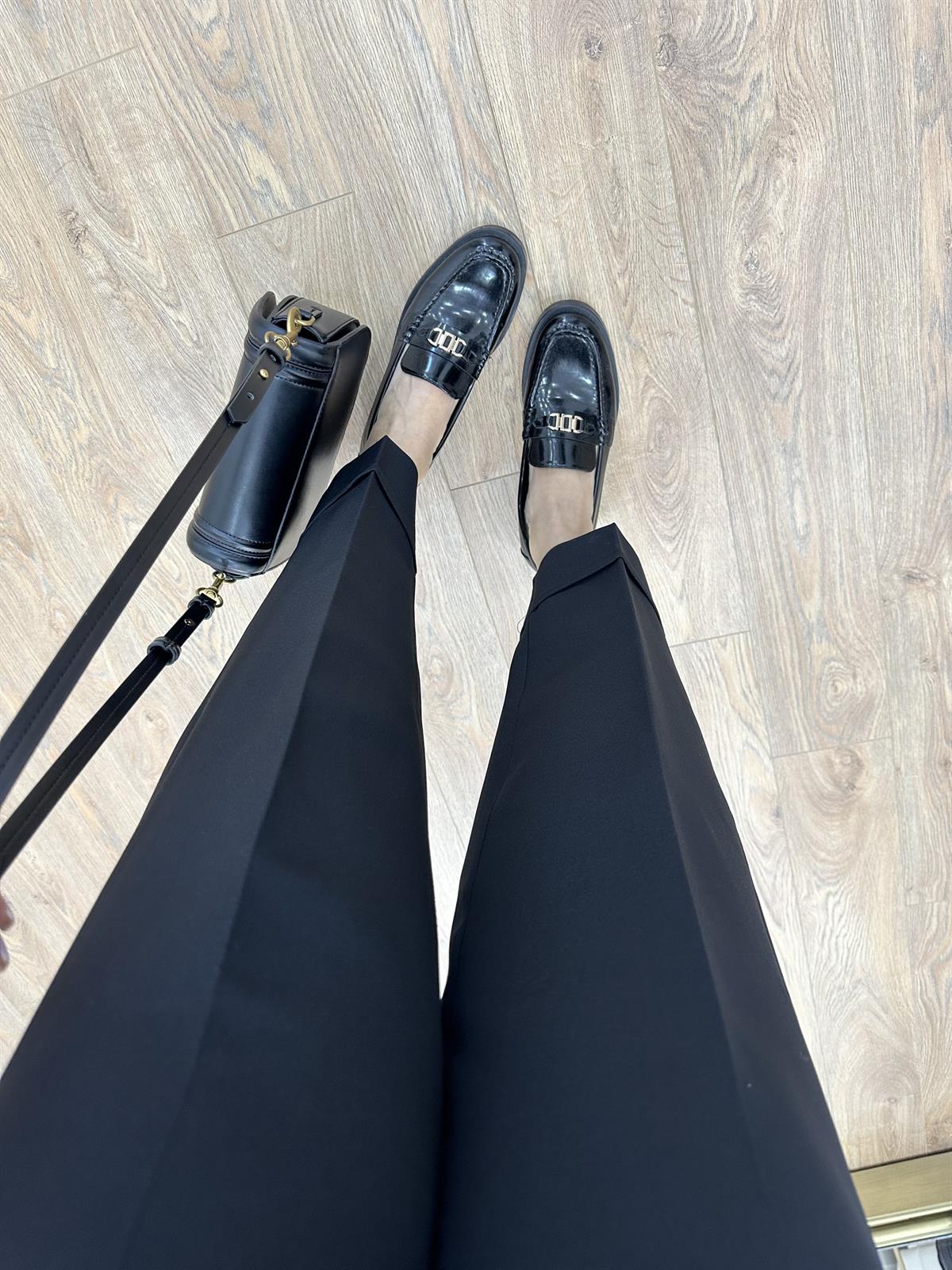 Double Paça Yelekli Takım-Siyah