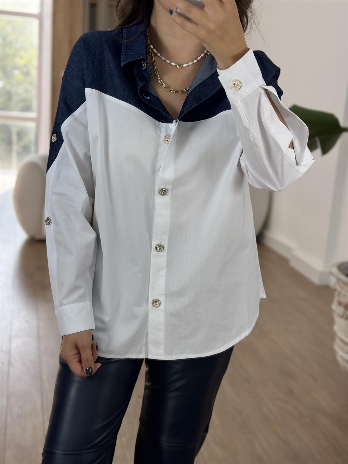 Düğme Detaylı Poplin Tensel Gömlek