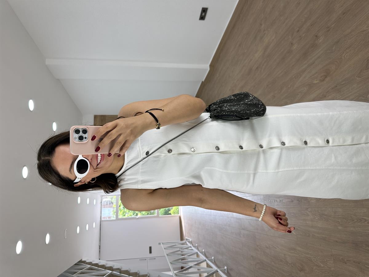 Düğmeli Gabardin Elbise