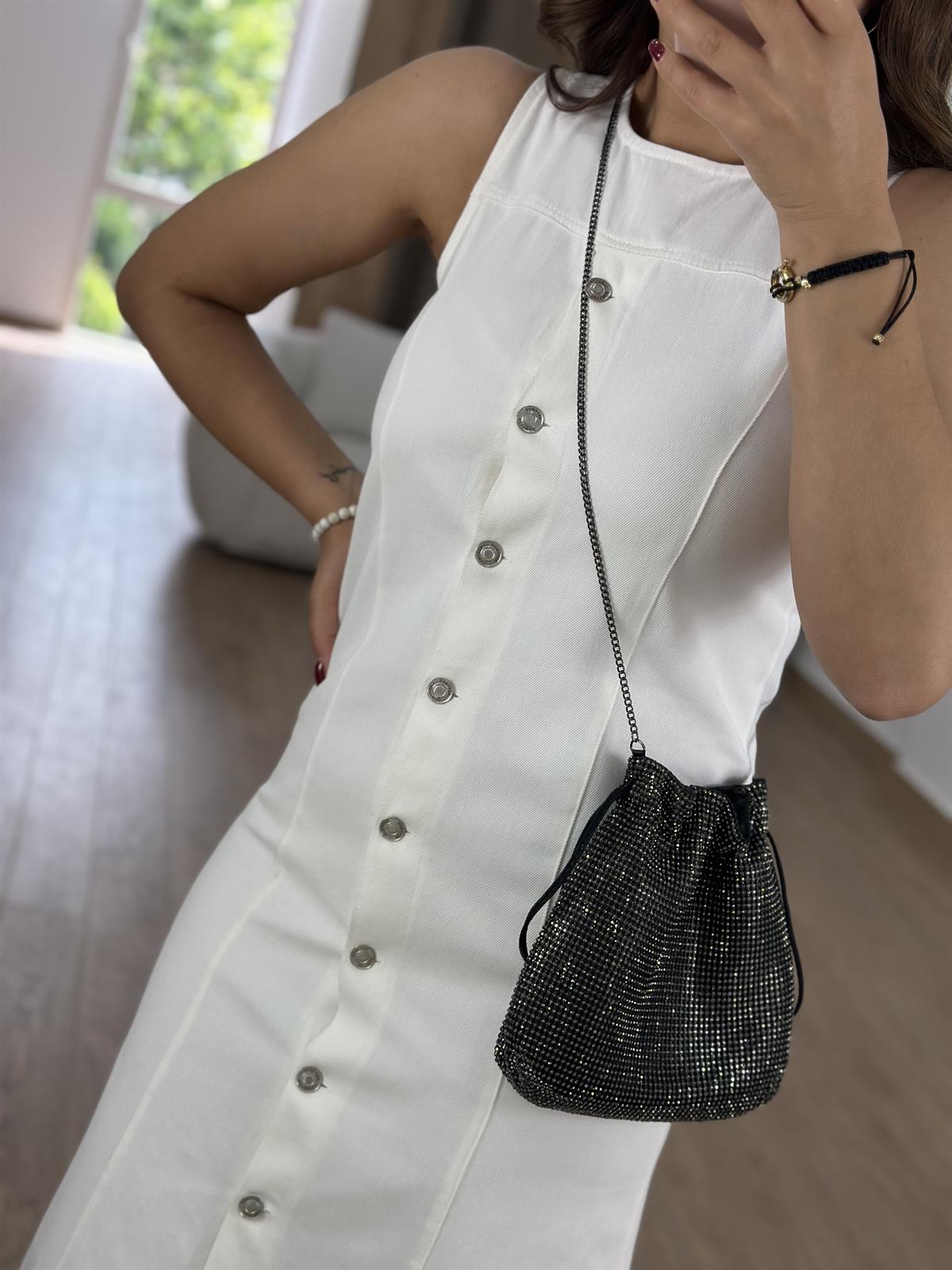 Düğmeli Gabardin Elbise