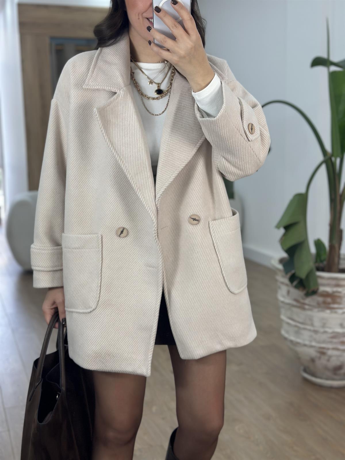 Düşük Kol Oversize Kaban - Taş