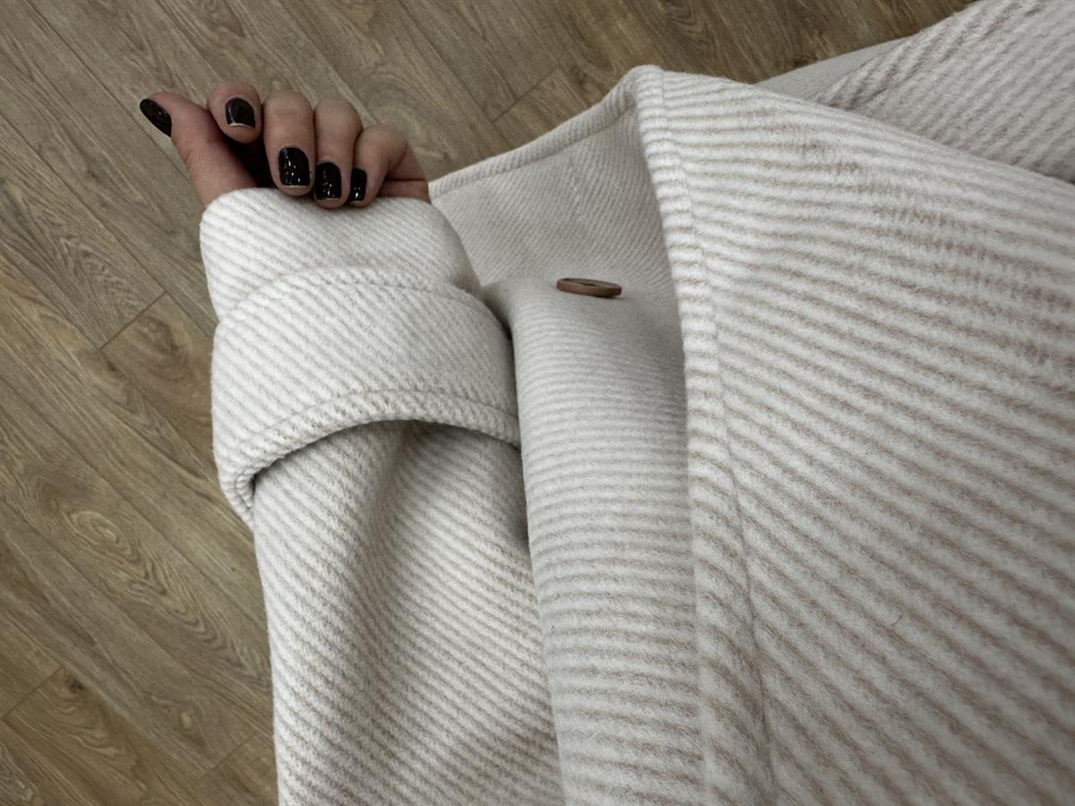 Düşük Kol Oversize Kaban - Taş